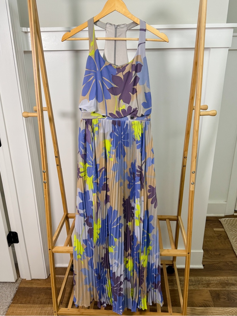 Jessica Simpson Floral Maxi Dress in Purple, Blue, Yellow, Taupe
